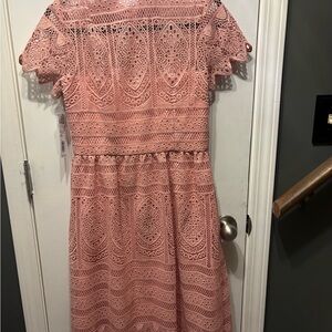Antonio Melani. NWT Elegant Pink Sand Lace Dress. Size 4